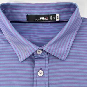 RLX Ralph Lauren Polo Shirt 2XL Purple Blue Stripe Performance Golf Big & Tall